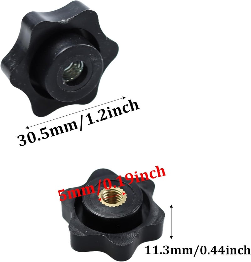 bociloy 10Pcs M6 Star Knobs, Black Plastic Thru Hole Star Knobs, Clamping Handle Nut with Knurled Grip, Female Threaded Handle Screw-On Knob for Machinery Equipment - Image 2